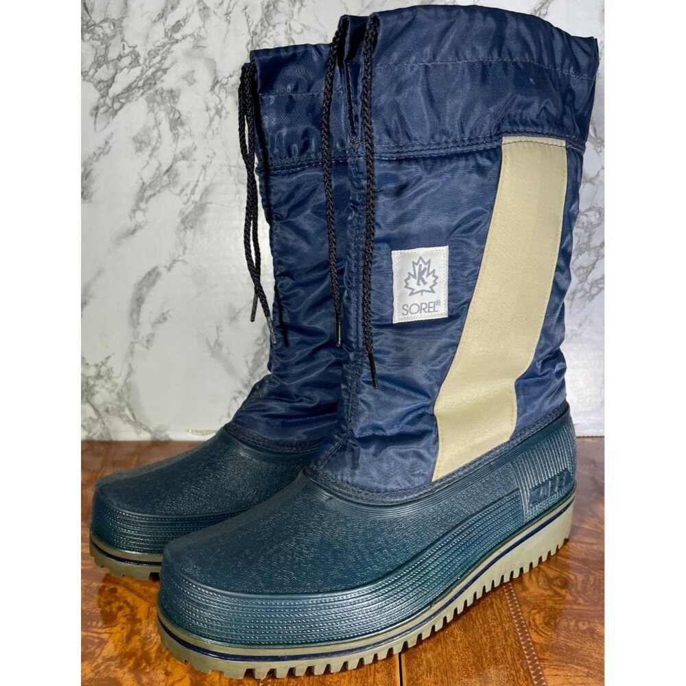 Sorel  Size 8 Insulated Winter Boots Blue & Gray Durable Traction Cold Weather - Picture 2 of 10